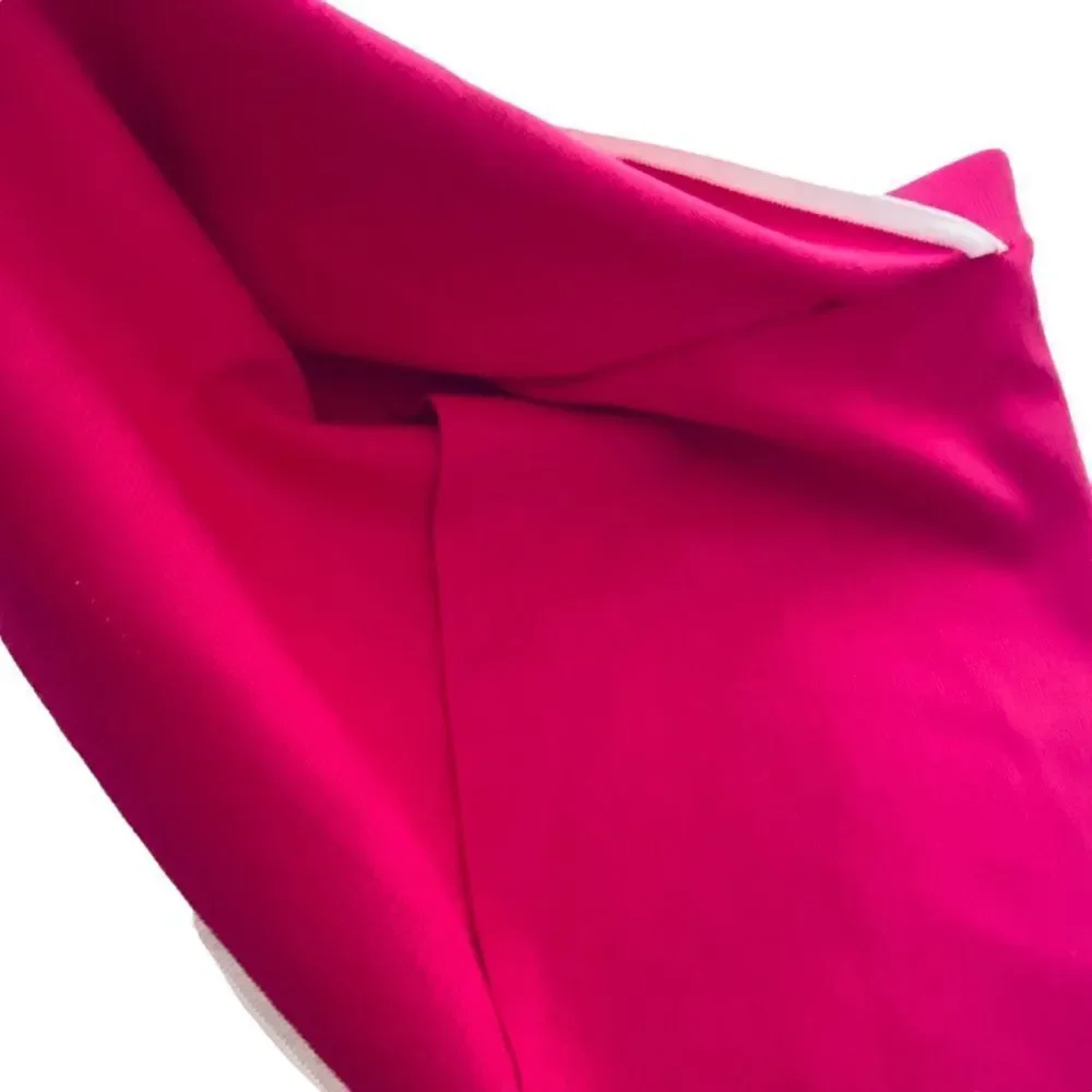 Nichole Lynel Sydney Hot Pink Contrast Trim Asymmetrical Knit Mini Skirt Sz M